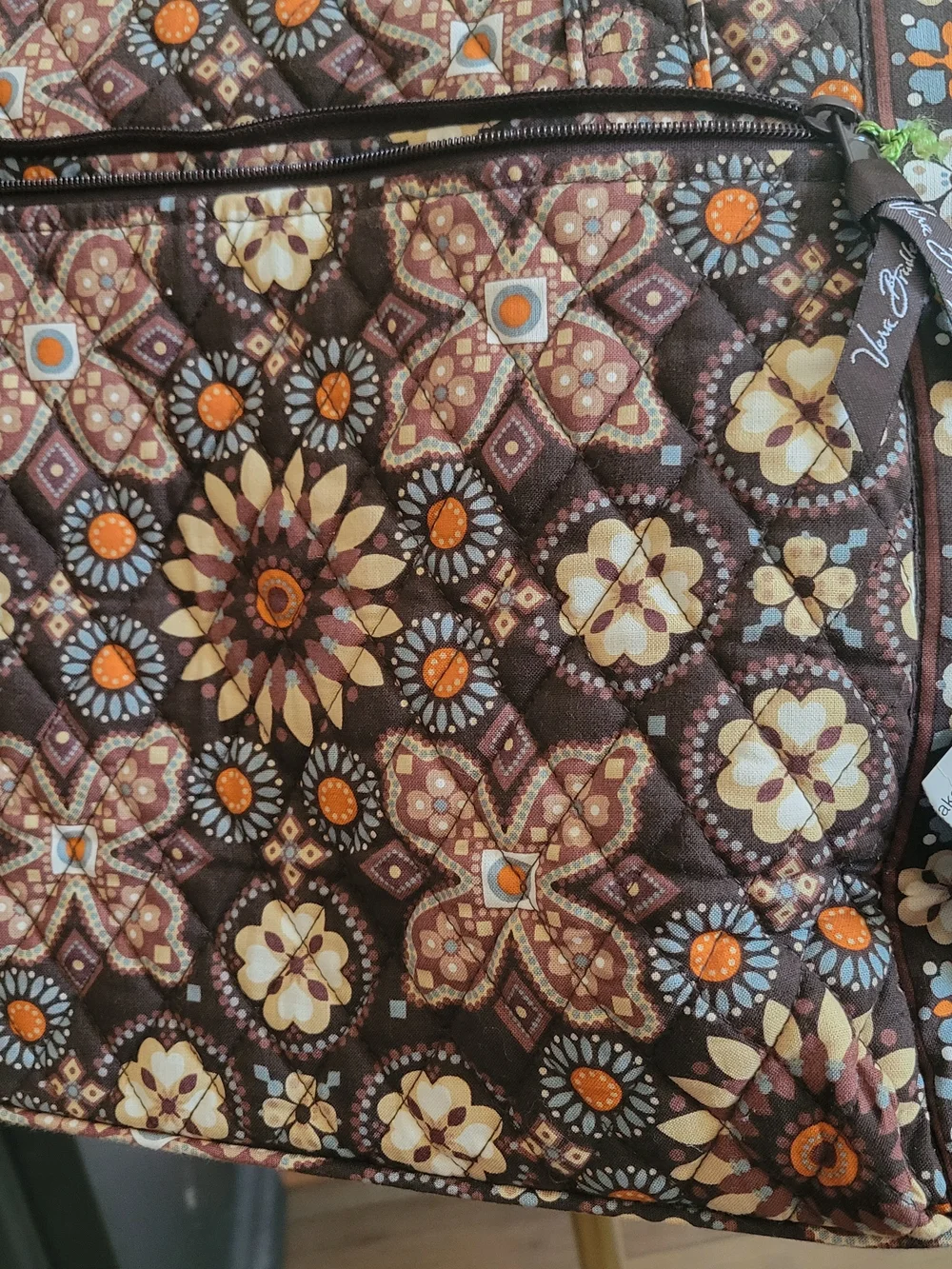 Vera BradleyQuilted Stylish Floral DiaperTote Bag in Brown and Cream - Women Bag